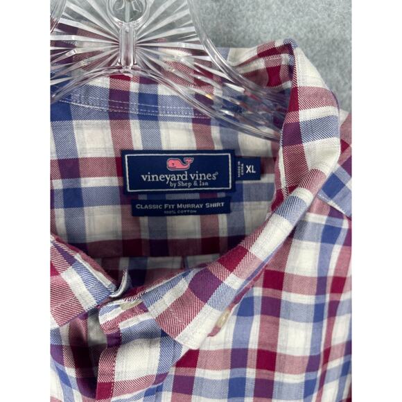 Vineyard Vines Murray Shirt Mens XL Red Blue Plaid Long Sleeve Button Down - Picture 5 of 9